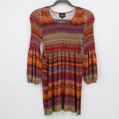 Vestido Angie Manga Abullonada Tejido Calado Para Mujer L Multi Informal Boho Hippie Geométrico Foto 1 de 4