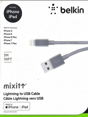 Belkin 10-Foot Braided USB Cable Grey - Image 1 of 2