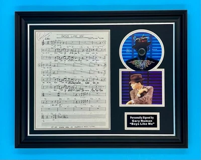 Gary Numan Signed Music Notation Lyrics Sheet & CD Framed & COA Boys Like Me - Image 1 of 4