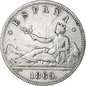 [#1201767] Spain, Provisional Government, 2 Pesetas, 1869, Madrid, Silver, VF - Picture 1 of 2