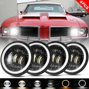 4PCS 5 3/4" 5.75" LED Headlights & Halo Ring For Oldsmobile 442 98 F85 Cutlass - Picture 1 of 23