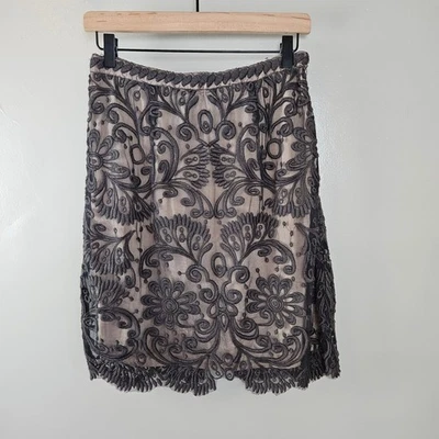 Mini-saia Yoana Baraschi Anthropologie malha bordada tamanho 4 marrom acastanhado - Imagem 1 de 4