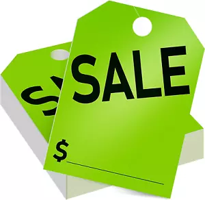 100 Pack Car Dealer Mirror Hang Tags 8.5x11.5 Inches Sale Price Tags (Green) - Picture 1 of 7