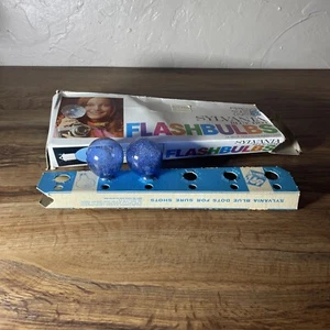 Vintage Sylvania Blue Dot Blitzlampen 2 blaue Glühbirnen Presse 25B mit 60er Originalkarton - Bild 1 von 3