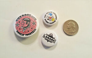THE ROCKATS Pinback Rare Button Insigne Lot de 3 Lanark Reach Autour Rodéo Clowns