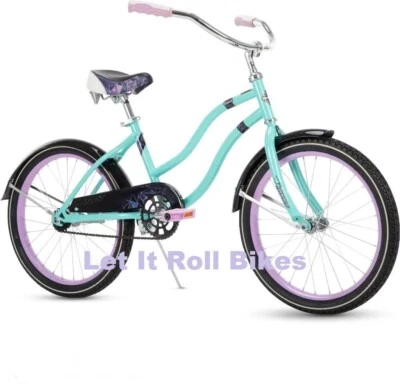 Bicicleta de crucero de playa HUFFY 20" para niñas TEAL/ROSA Fairmont freno de montaña de 1 velocidad Foto 1 de 4