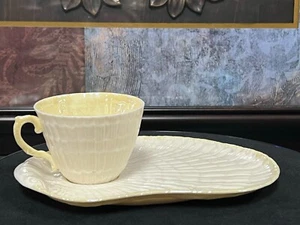 Wonderful Belleek Tea Cup and Snack Plate Seashell Shape - Picture 1 of 7