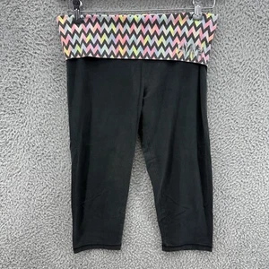 PINK Victoria Secret Yoga Wide Leg Crop Pants Foldover Waist Black Retro Size S - Picture 1 of 8