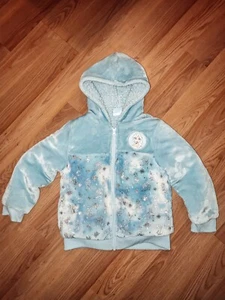Disney Princess ELSA FROZEN Plush Hoodie Jacket Girls Size 6 Zip Up Front Coat - Picture 1 of 4