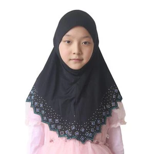 Girls/Children Hijab Scarf Headscarf Wrap one Piece Muslim Amira with Czech D... - Picture 1 of 6