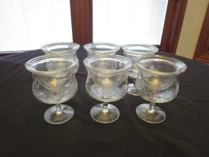 6 Vintage Avitra Etched Seafood Cocktail Glass Chiller Ice Cups with Inserts - Picture 1 of 9