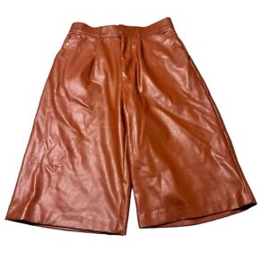 Abercrombie & Fitch Brown Tan Faux Leather Culottes Shorts Size Medium