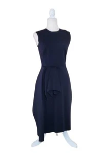 BNWT $575 Sonia Speciale Commessa Dress Navy Blue Draping Stretch Sleeveless 42 - Picture 1 of 6