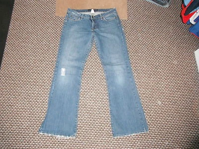 Pantalones de mezclilla Lux corte bota talla 11 pierna 32" descoloridos azul oscuro para dama Foto 1 de 4