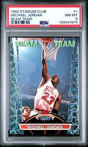 🔥 1992 STADIUM CLUB MICHAEL JORDAN #1 BEAM TEAM NM MINT PSA 8 🔥 - Picture 1 of 2