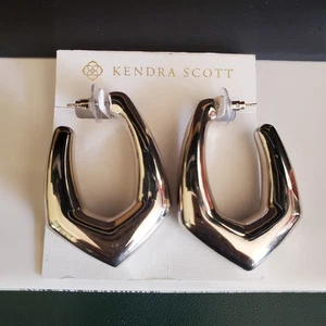 Pendientes Kendra Scott Kaia Placa Plata Aro Declaración Geométrico Grande Firmado - Imagen 1 de 8