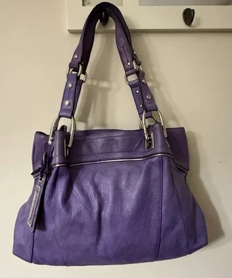 Bolso de hombro de cuero púrpura lavanda vintage B MAKOWSKY Foto 1 de 4