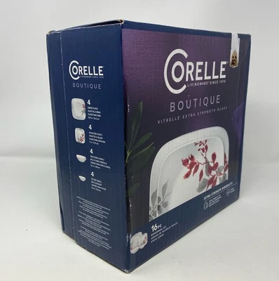 Corelle Kyoto Leaves 16 件方形餐具套装,4 件服务 — 第 1/4 张图片
