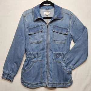 Knox Rose Jacket Womens XS Denim Utility Full Zip Pockets Casual Lightweight - Picture 1 of 8