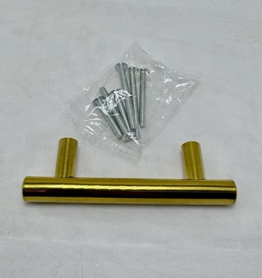 Paquete de 50 manijas de gabinete de cocina de 4 pulgadas DORADAS tiradores de gabinete de 2,5" espacio de montaje Foto 1 de 4