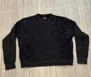 Untuckit Zefino Cable Knit Crewneck Sweater Men’s L Gray Merino Wool - Picture 1 of 6