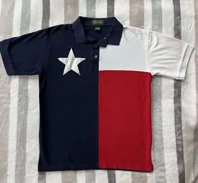 Tiger Hill Texas Flag Large Golf/Polo Shirt Lone Star State Red White And Blue - Image 1 of 4