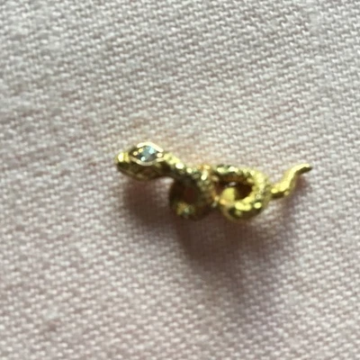 SCHLANGE Geprüft 18 carat Gold Brilliant-Auge Anstecker auch Puppenschmuck - Bild 1 von 4