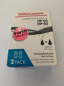 Confezione 2 Cartucce Inchiostro Nero HP 02 Office Depot Ricambio - Foto 1 di 2