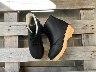 Шведские сабо ботинки Troentorp Sigrid стриженный мех черный размер США женщин 7 / ЕС 37 - Изображение 1 из 4