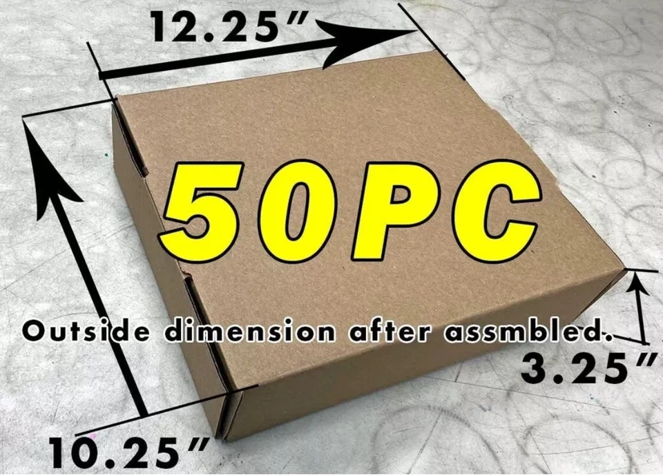 12x10x3 TAPE FREE 50pc Packaging Box Cardboard Corrugated Packing Shipping - Image 1 of 4