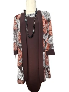 R&M Richards Dress & Jacket Womens 6 Petite Brown Velour Evening Cocktail Pre-o - Picture 1 of 17