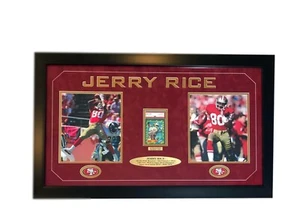 Jerry Rice Signed Authentic Rookie Card Framed Collage 49ers Signed COA PSA - Picture 1 of 3