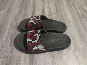 Crocs Men Classic Slide Size Men's 8 Women's 10 Black Camo Print Casual Sandals - Picture 1 of 12