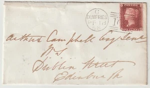 1858 DUMFRIES DUPLEX & UDC KIRKBEAN LOCAL NAMESTAMP ORIGIN TO EDINBURGH MERMAID - Picture 1 of 3
