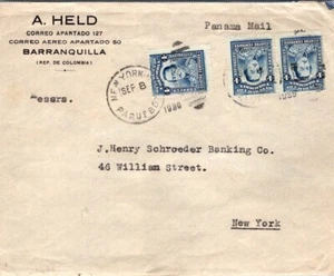 COLOMBIA 1930 POSTAL HISTORY COVER ADDR USA VIA PAQUEBOT - Picture 1 of 2