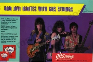 1986 Bon Jovi ghs Gitarrensaiten Sambora altes PRINT MAGAZIN ANZEIGE Dekor? (4112) - Bild 1 von 1