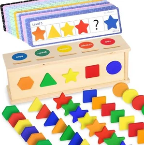 Wooden Color Shape Sorter Toys for Toddlers 1 2 3 4 Year Old, Shape... - Picture 1 of 6
