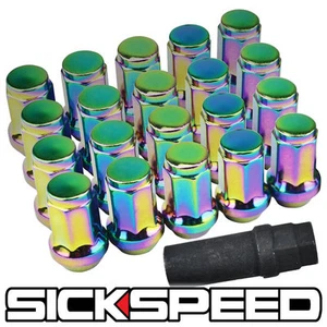 SICKSPEED 20 PC NEO CHROME LOCKING HEPTAGON SECURITY LUG NUTS WHEELS 12X1.25 N12 - Picture 1 of 1