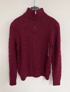 NEW Polo Ralph Lauren Boys Cable-Knit Cotton Quarter-Zip Sweater - Picture 1 of 15