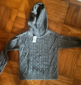NWT GAP Kids Gray Cable Pullover Sweater w/Hood- Sz S-$45!! - Picture 1 of 6