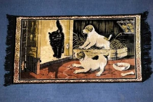 Jack Russell Terriers & Cat Vintage Tapestry (46” x 22”) - Picture 1 of 9