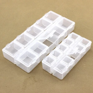 Estuche organizador de plástico transparente 2 piezas 10 rejillas cuentas de joyería caja de almacenamiento de exhibición - Imagen 1 de 8