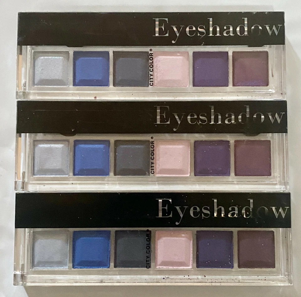 3-Pack New CITY COLOR Eye Shadow 6 Color Palette in Blues & Purples (Sealed) - Image 1 of 1