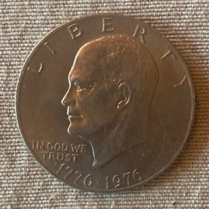 1776-1976  Eisenhower Liberty Bell Moon Silver One Dollar US Bicentennial Coin