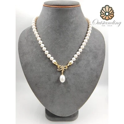 17» 10 мм морской воды Akoya жемчуг ожерелье 18 карат золото Au750 день рождения свадьбы подарок - Изображение 1 из 4