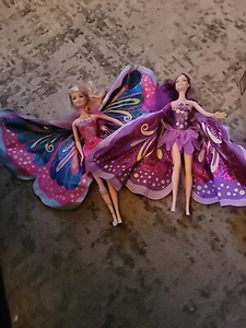 Lot Two 2009 Barbie Fairy-tastic Princess | Fairy / Butterfly Wings - Picture 1 of 4