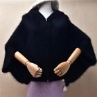 Mini cashmere mohair angora knit sabbath black hooded cardigan cape poncho lux