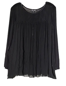 Samuel Dong Black Sheer Pleated with Tank Top Liner Stretch Blouse Womens S NWT - Picture 1 of 8