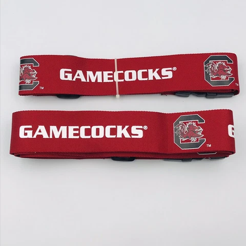 Two (2) South Carolina Gamecocks NCAA Aminco Luggage Red ID Bag Straps New Cover