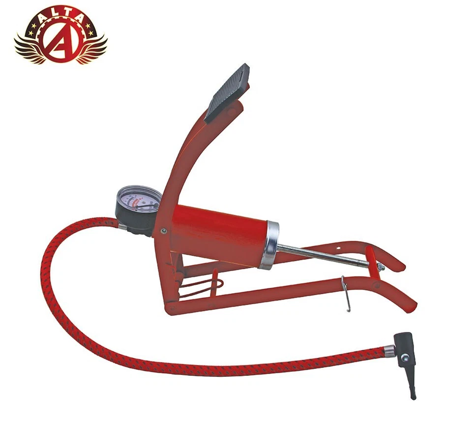 BOMBA DE PIE DE ACERO PARA BICICLETA ALTA CON CALIBRE 120MM ROJO Foto 1 de 1